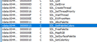 IDA showing SDL functions