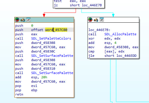 IDA showing palette loading code